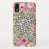 Elegant luipaard Afdrukken en Floral Design Case-Mate iPhone Case (Achterkant)