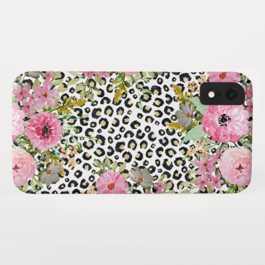 Elegant luipaard Afdrukken en Floral Design Case-Mate iPhone Case (Achterkant (horizontaal))