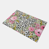 Elegant luipaard Afdrukken en Floral Design Deurmat (Schuin)
