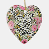 Elegant luipaard Afdrukken en Floral Design Keramisch Ornament (Rechts)