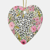 Elegant luipaard Afdrukken en Floral Design Keramisch Ornament (Links)