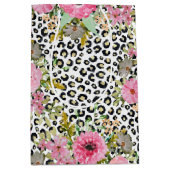 Elegant luipaard Afdrukken en Floral Design Medium Cadeauzakje (Voorkant)
