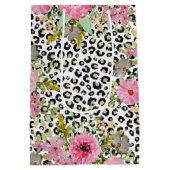 Elegant luipaard Afdrukken en Floral Design Medium Cadeauzakje (Achterkant)