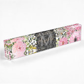 Elegant luipaard Afdrukken en Floral Design Naambordje
