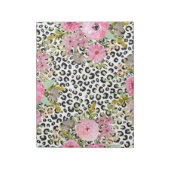 Elegant luipaard Afdrukken en Floral Design Notitieblok (Linkerzijde)