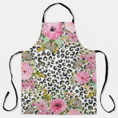 Elegant luipaard Afdrukken en Floral Design Schort (Voorkant)
