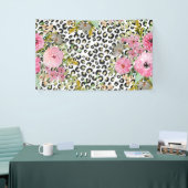 Elegant luipaard Afdrukken en Floral Design Spandoek (Beurs)