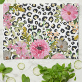 Elegant luipaard Afdrukken en Floral Design Theedoek (Gevouwen)