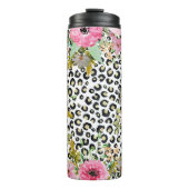 Elegant luipaard Afdrukken en Floral Design Thermosbeker (Voorkant)