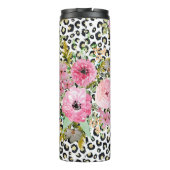 Elegant luipaard Afdrukken en Floral Design Thermosbeker (Achterkant)