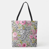 Elegant luipaard Afdrukken en Floral Design Tote Bag (Voorkant)