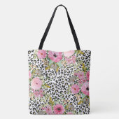Elegant luipaard Afdrukken en Floral Design Tote Bag (Achterkant)