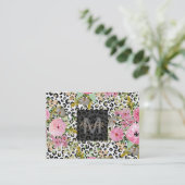 Elegant luipaard Afdrukken en Floral Design Visitekaartje (Staand voorkant)