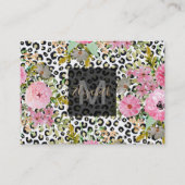 Elegant luipaard Afdrukken en Floral Design Visitekaartje (Voorkant)