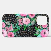 Elegant luipaard afdrukken en roze Floral Black de Case-Mate iPhone Case (Achterkant (horizontaal))