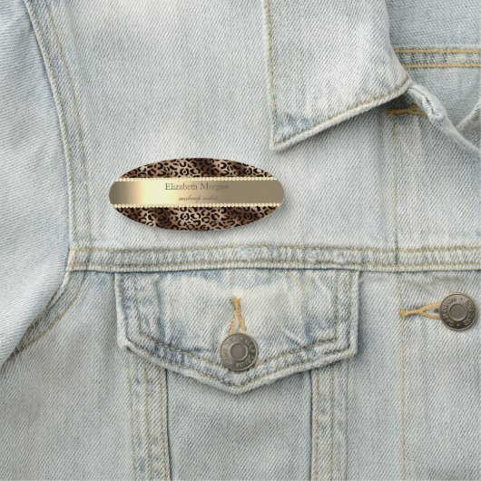 Elegant luipaard afdrukken, stripe, parels naamplaatje (In situ)