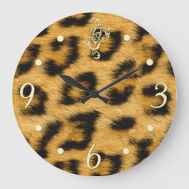 Elegant luipaard met Gold Clockface Wall klok