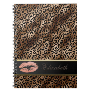 Elegant Luipaard Patroon Glitter Lippen Notitieboek