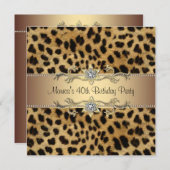 Elegant luipaard verjaardagsfeestje kaart (Voorkant / Achterkant)