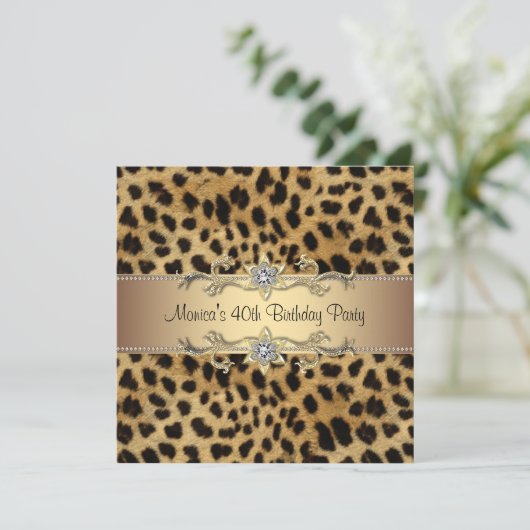 Elegant luipaard verjaardagsfeestje kaart (Staand voorkant)