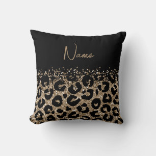 Elegant luipaardprintkussen met  naam kussen