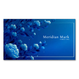 Elegant Luminous Blue Floral Monochromatic Magnetisch Visitekaartje