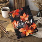 Elegant Luminous Fire Orange Floral Planner