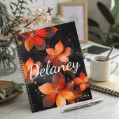 Elegant Luminous Fire Orange Floral Planner