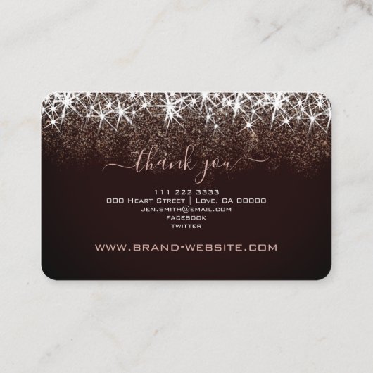 Elegant Luminous Roos Gold Glitter Lashes Artist Visitekaartje (Achterkant)