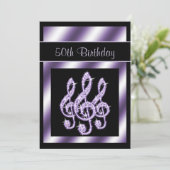 Elegant, Luscious Lila Treble Clefs 50th Birthday Kaart (Staand voorkant)