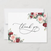 Elegant Lush Burgundy Blush Floral Wedding Bedankkaart (Voorkant)