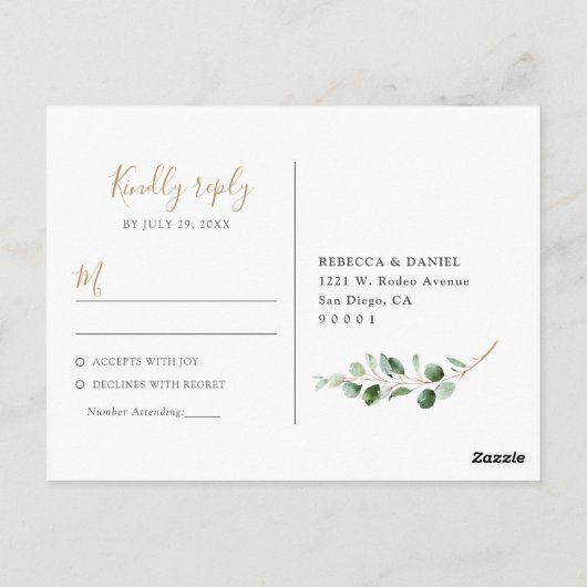 Elegant Lush Eucalyptus Greenery Rsvp Briefkaart (Achterkant)