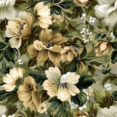 Elegant lush greenery and gold flowers curtain douchegordijn