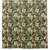 Elegant lush greenery and gold flowers curtain douchegordijn (Voorkant)
