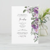 Elegant Lush Lavender Floral Beide ouders bruiloft Kaart (Staand voorkant)