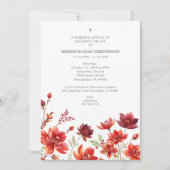 Elegant Lush Minimalist Floral In Dark Red Funeral Kaart (Voorkant)