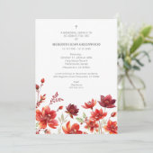 Elegant Lush Minimalist Floral In Dark Red Funeral Kaart (Staand voorkant)