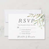 elegant lush water-colored wedding RSVP kaartje (Voorkant)