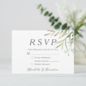 elegant lush water-colored wedding RSVP kaartje (Staand voorkant)