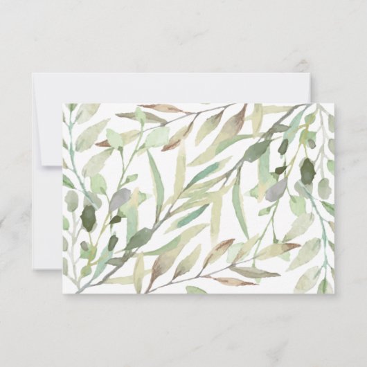 elegant lush water-colored wedding RSVP kaartje (Achterkant)