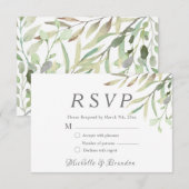 elegant lush water-colored wedding RSVP kaartje (Voorkant / Achterkant)