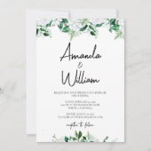 Elegant Lush White Floral and Greenery Wedding Kaart (Voorkant)