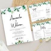 Elegant Lush White Floral and Greenery Wedding Kaart