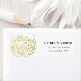 ELEGANT LUX FAUX GOLD ROOS FLORAL ADDRESS ETIKET