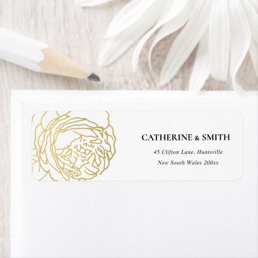 ELEGANT LUX FAUX GOLD ROOS FLORAL ADDRESS ETIKET (Insitu)
