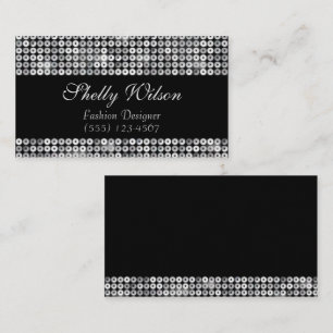 Elegant Lux Silver Sequin Mode Designer Visitekaartje