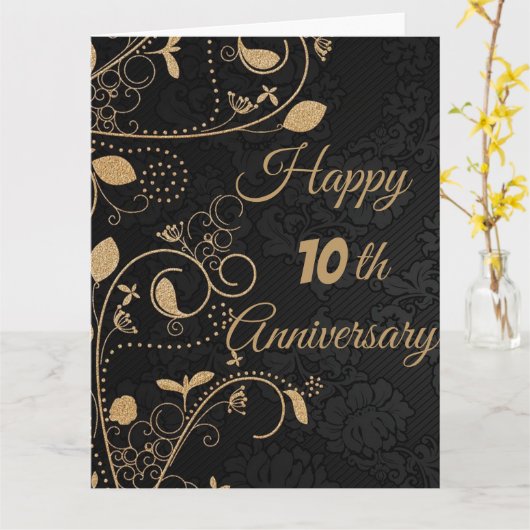 Elegant, Luxe, 10e Jubileum Kaart (Gele Bloem)