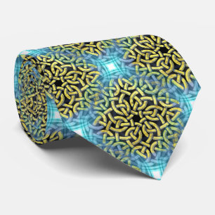 Elegant luxe Abstract geometrisch goudblauw Stropdas