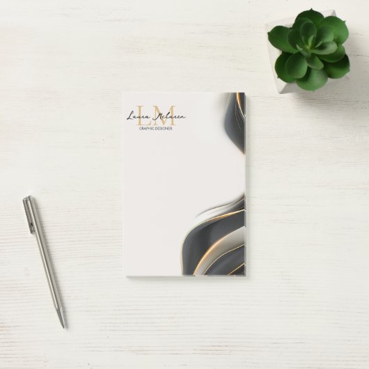 Elegant Luxe Aesthetics Monogram Black Veil Post-it® Notes (Kantoor)