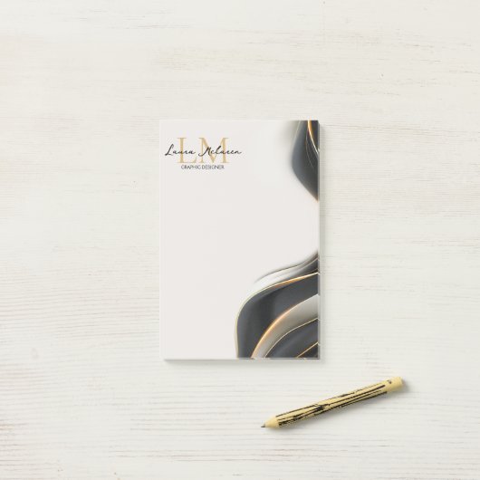 Elegant Luxe Aesthetics Monogram Black Veil  Post-it® Notes (Op bureau)
